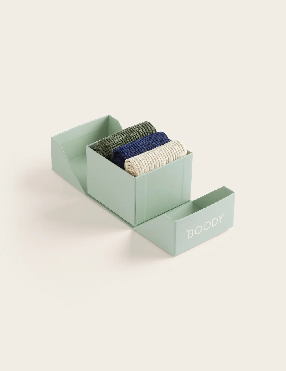 3-Pack Giftbox - Ribbed Crew Socks - Moss, Navy, Oatmeal - Image 2