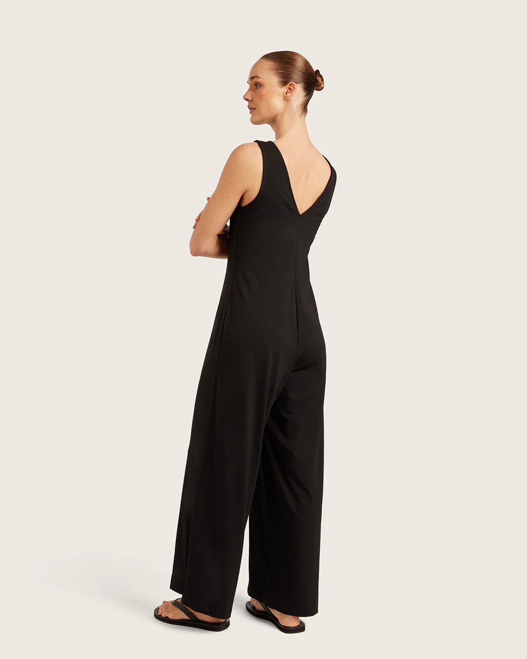 Boat Neck Jumpsuit - Black - Image 2