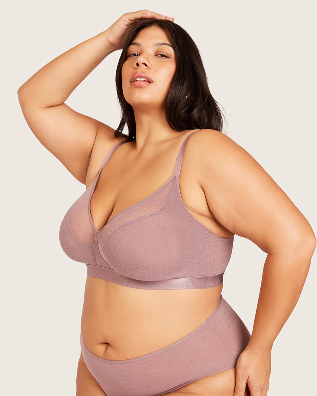 FreeMesh Full Bust Wireless Bra - Mauve - Image 11