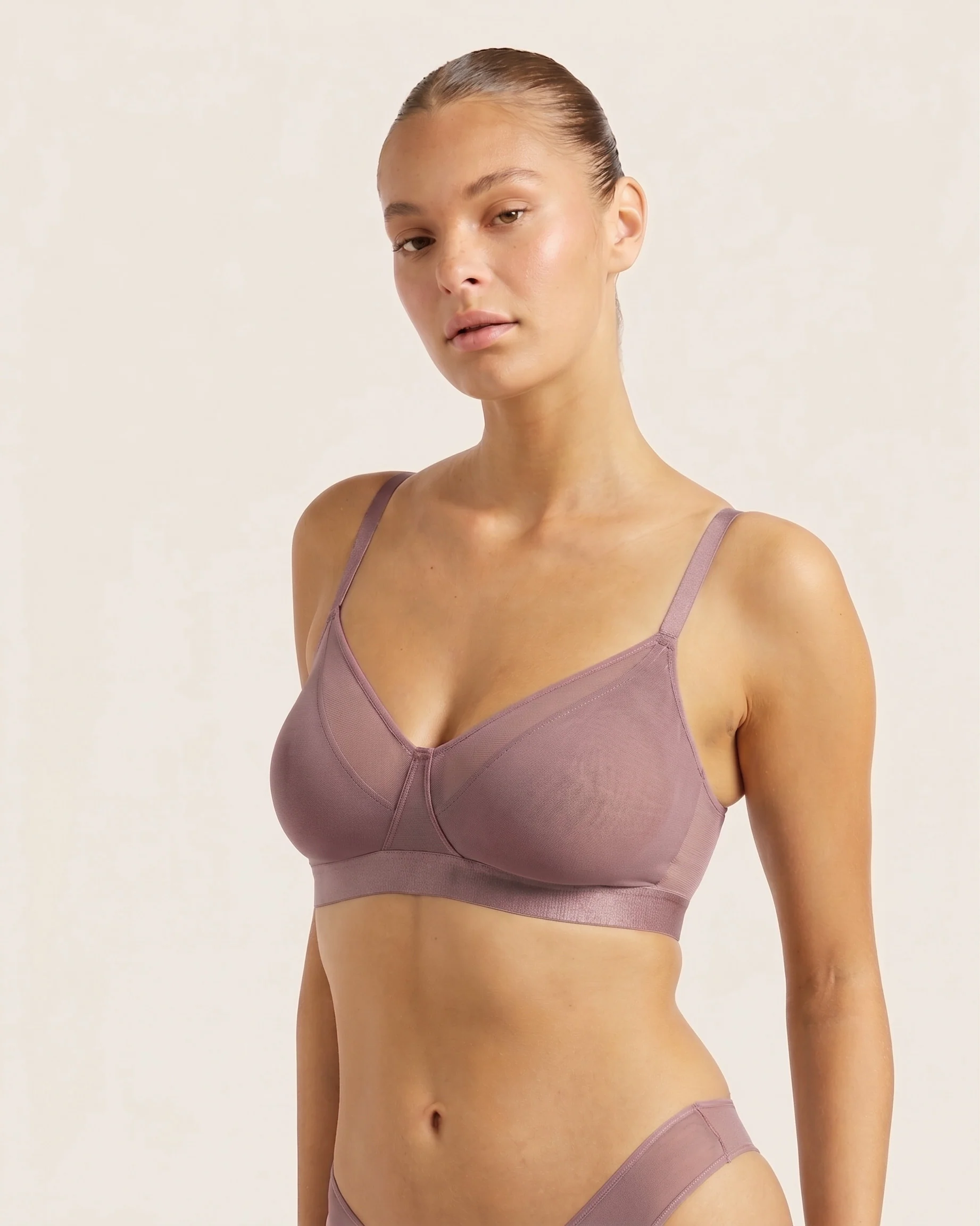 FreeMesh Full Bust Wireless Bra - Mauve - Image 4