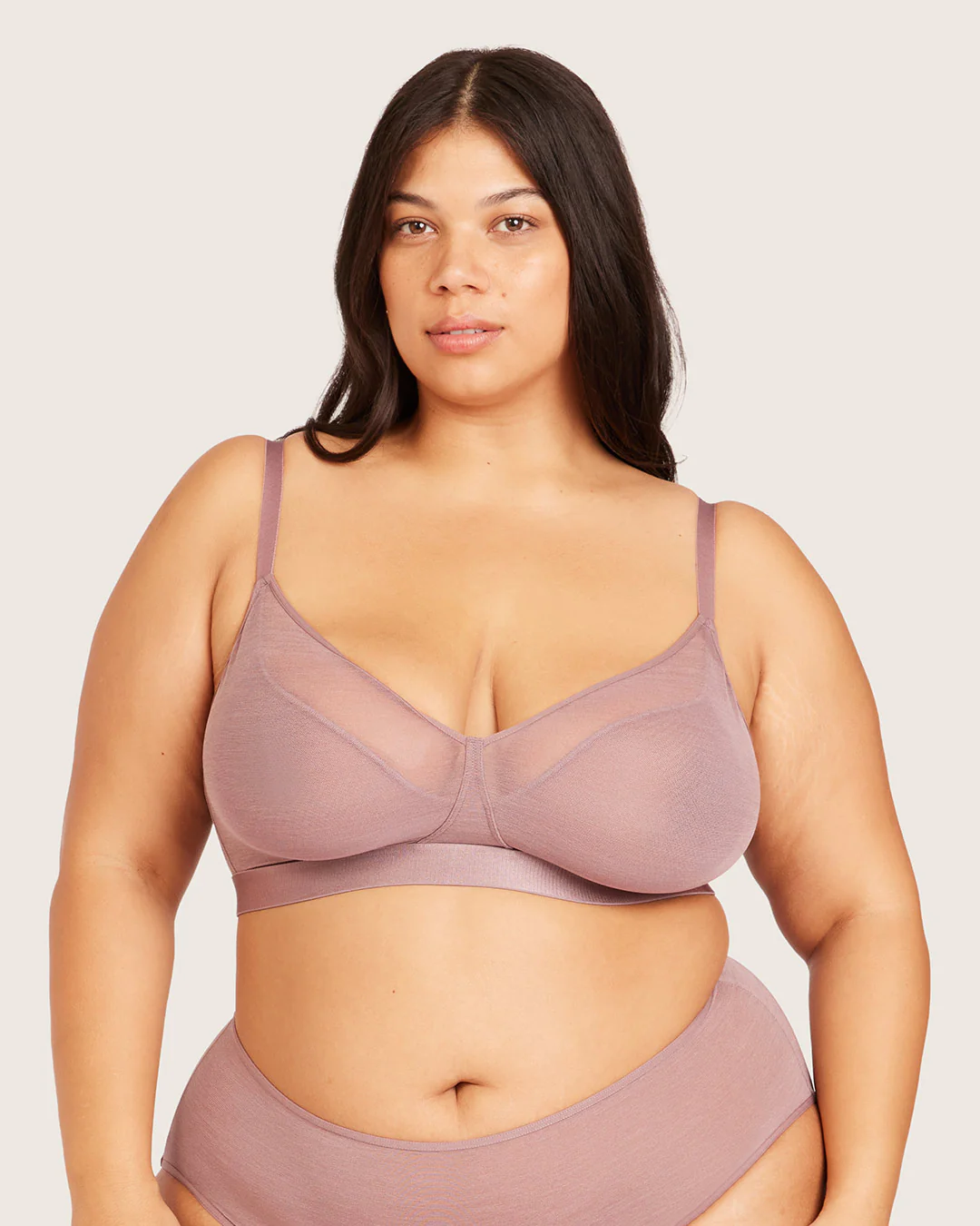 FreeMesh Full Bust Wireless Bra - Mauve - Image 7