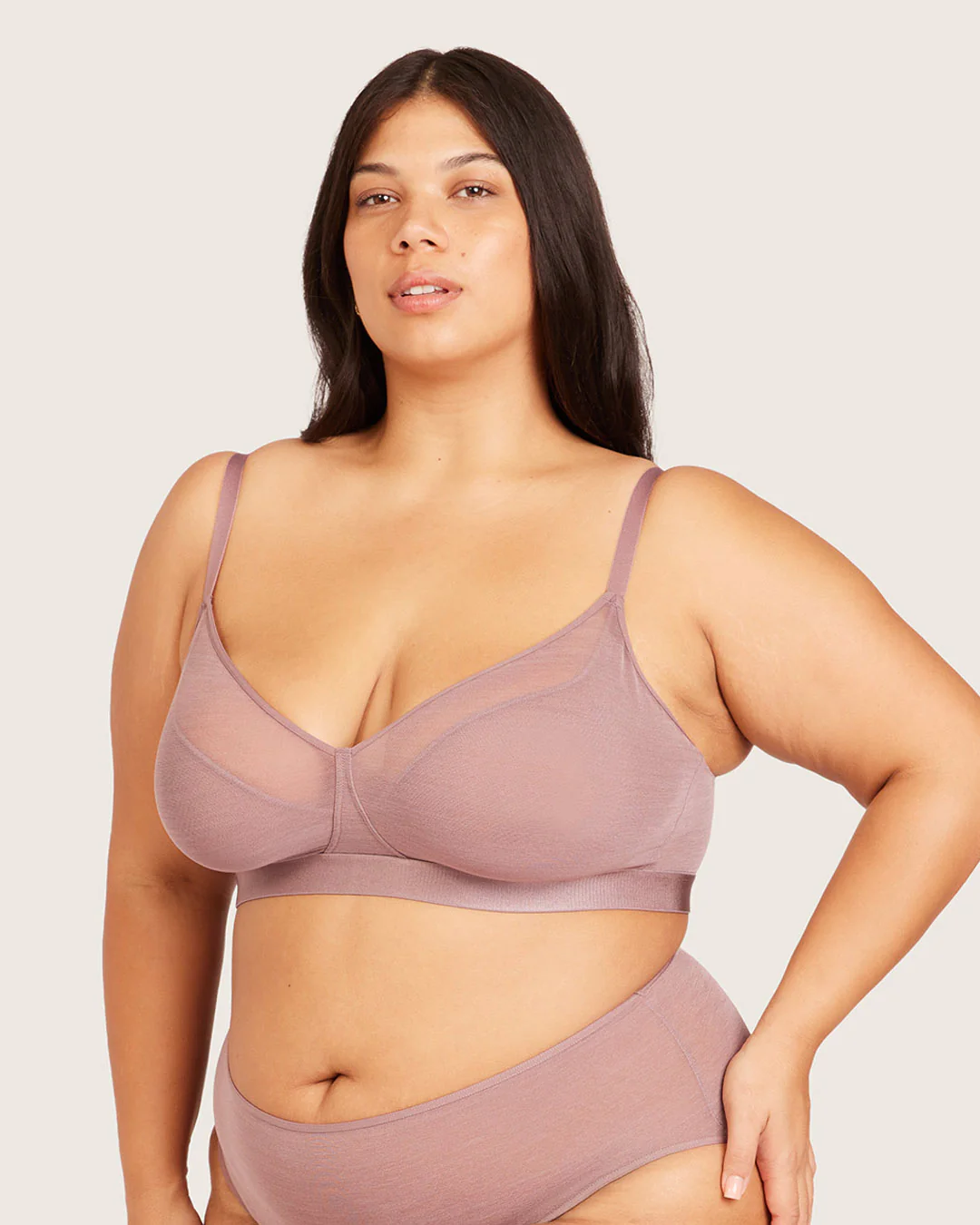 FreeMesh Full Bust Wireless Bra - Mauve - Image 9