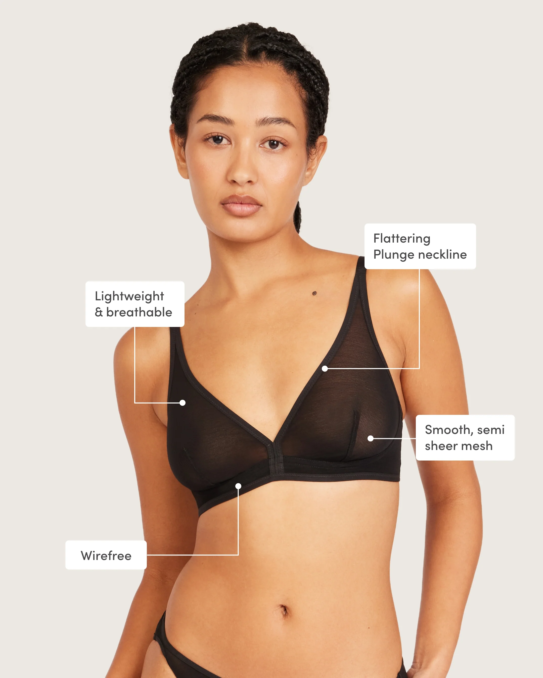FreeMesh Plunge Bralette - Black - Image 5