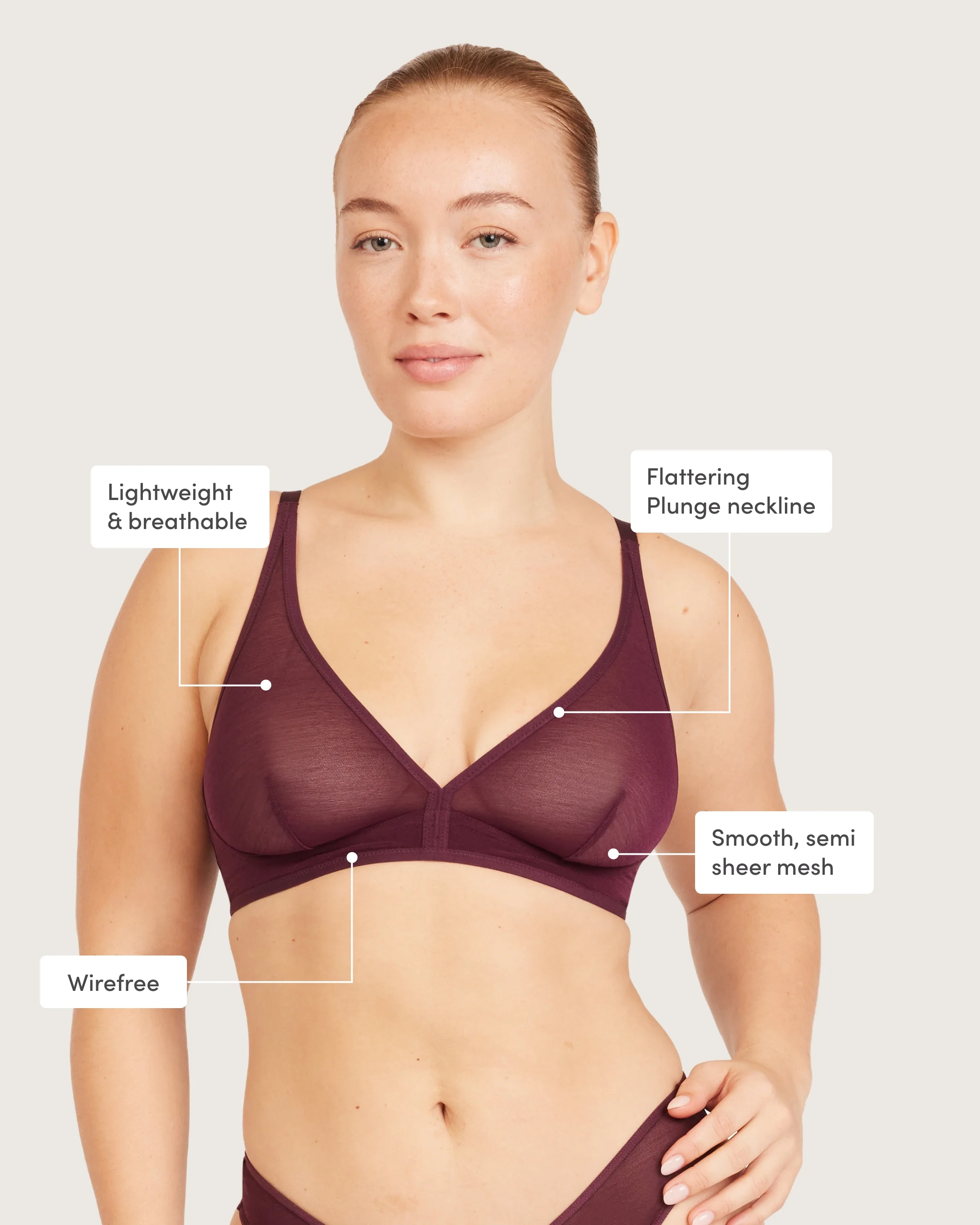 FreeMesh Plunge Bralette - Fig - Image 11