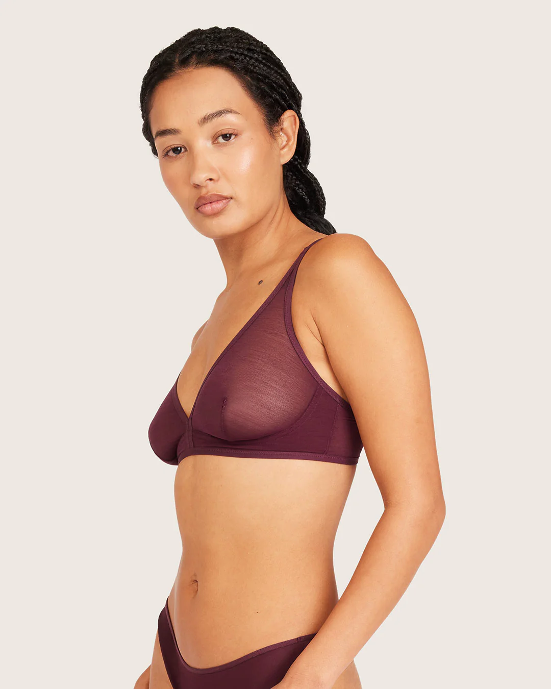 FreeMesh Plunge Bralette - Fig - Image 4