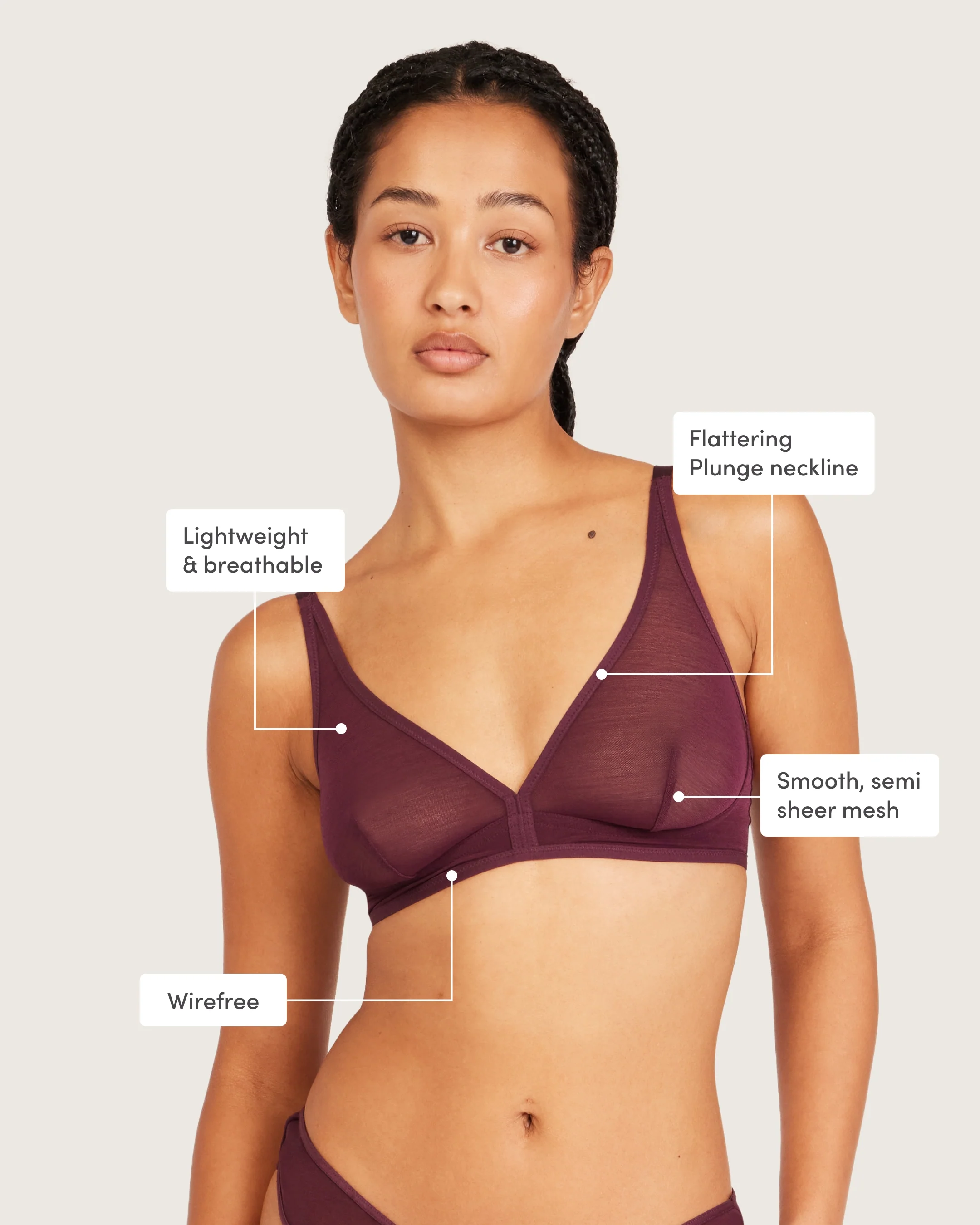 FreeMesh Plunge Bralette - Fig - Image 5