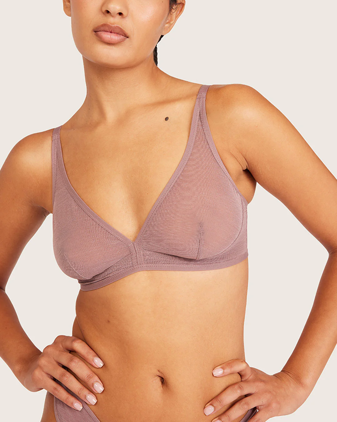 FreeMesh Plunge Bralette - Mauve - Image 6