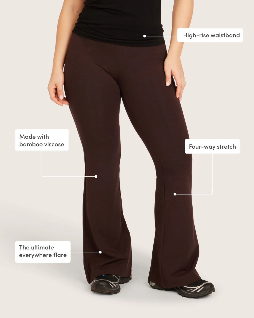 High Waist Flare Pants - Short - Carob - Image 12