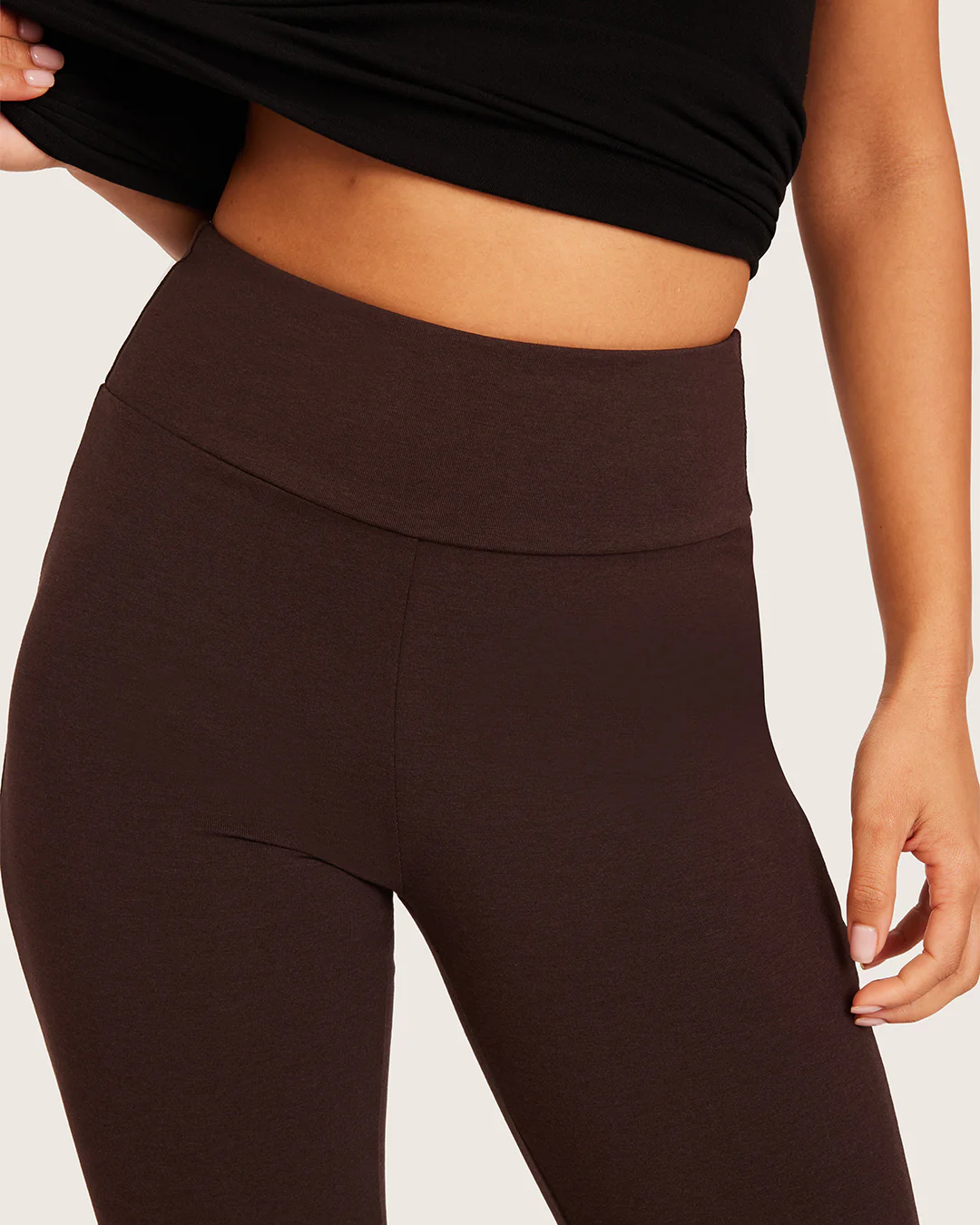High Waist Flare Pants - Short - Carob - Image 5