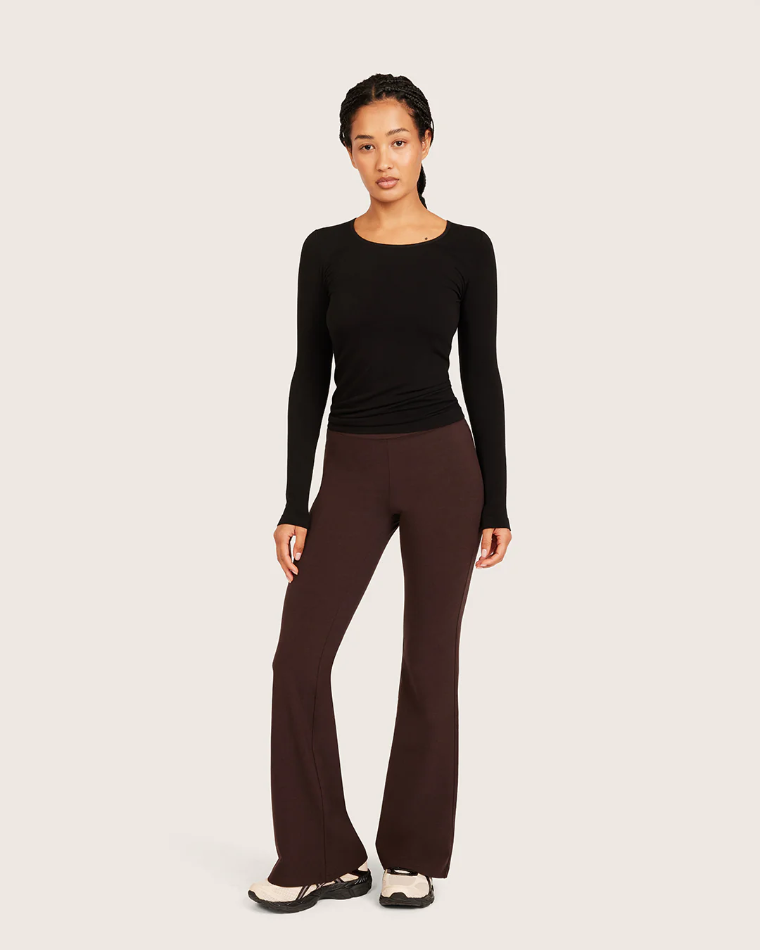 High Waist Flare Pants - Short - Carob - Image 8