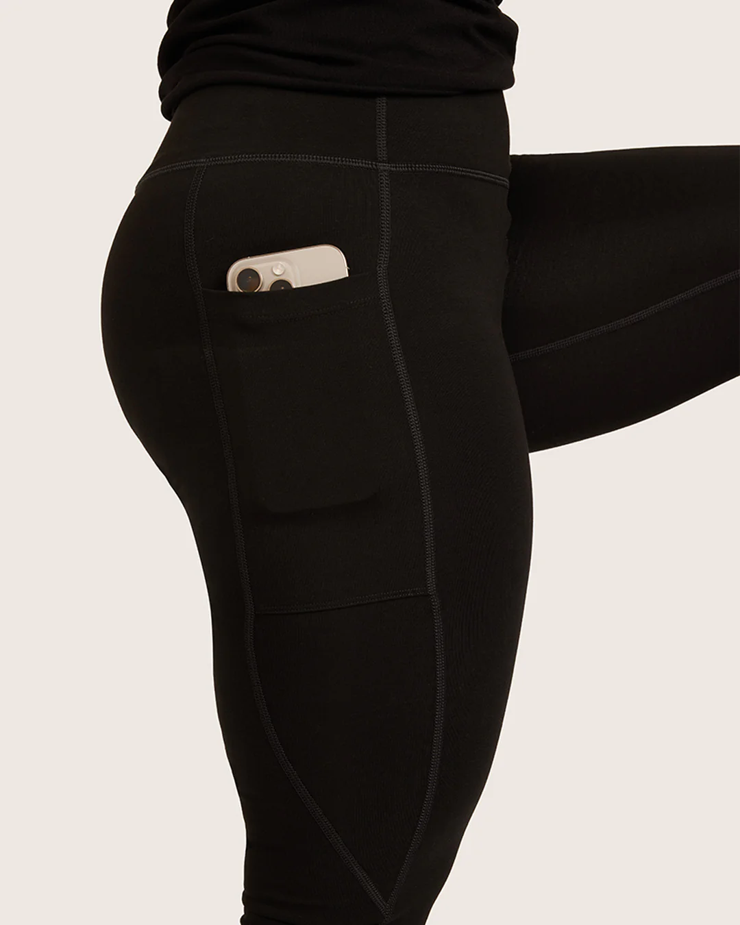 High Waist Leggings with Pocket - Black - Image 21