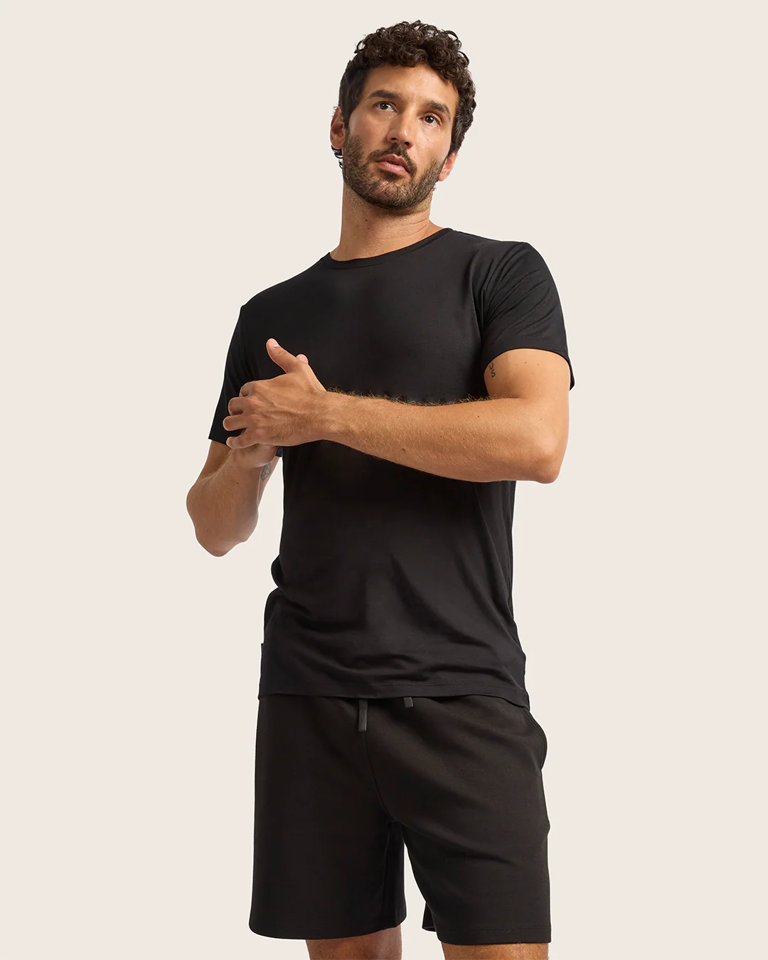Men's Base Layer Crew Neck T-Shirt - Black - Image 11
