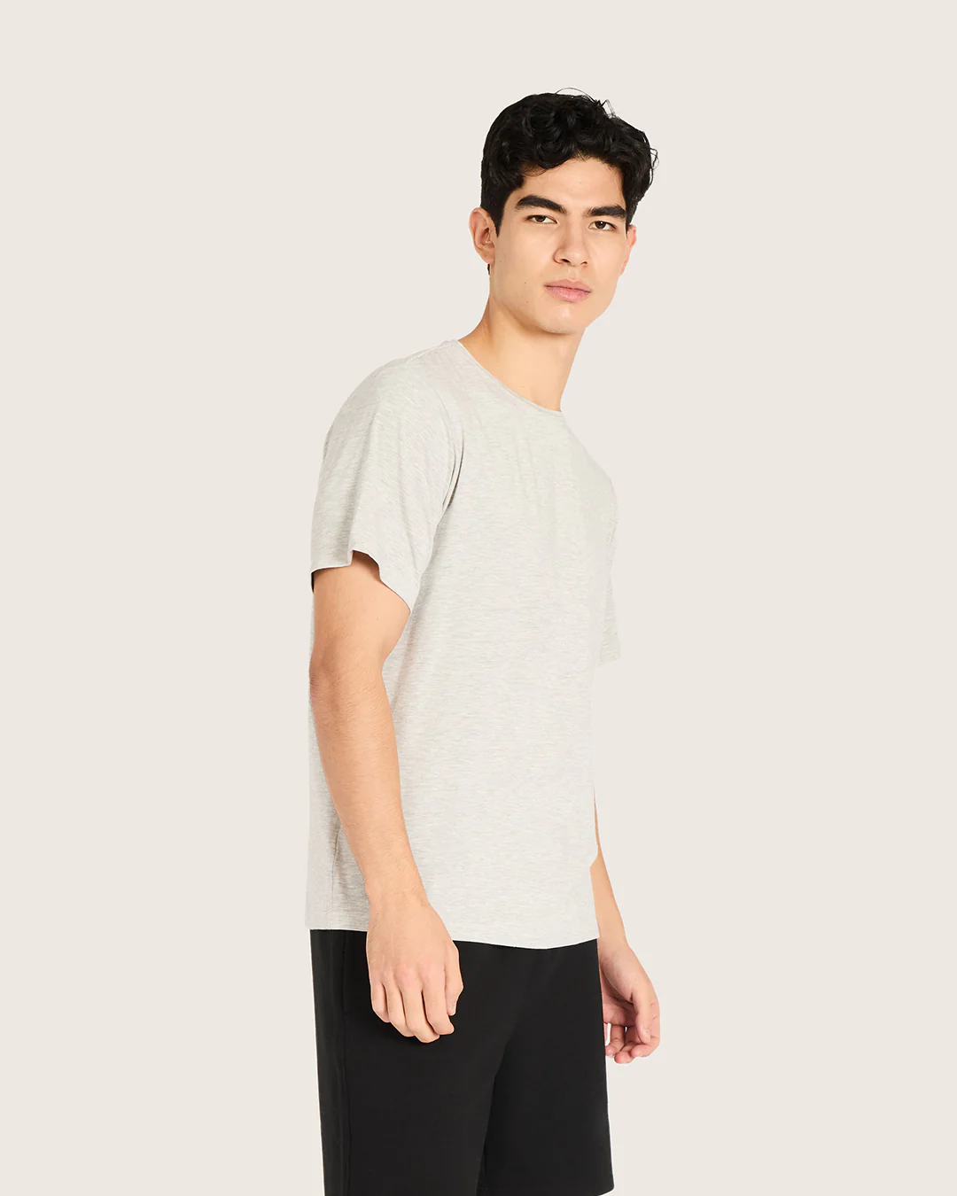 Men's Base Layer Crew Neck T-Shirt - Light Grey Marl - Image 3