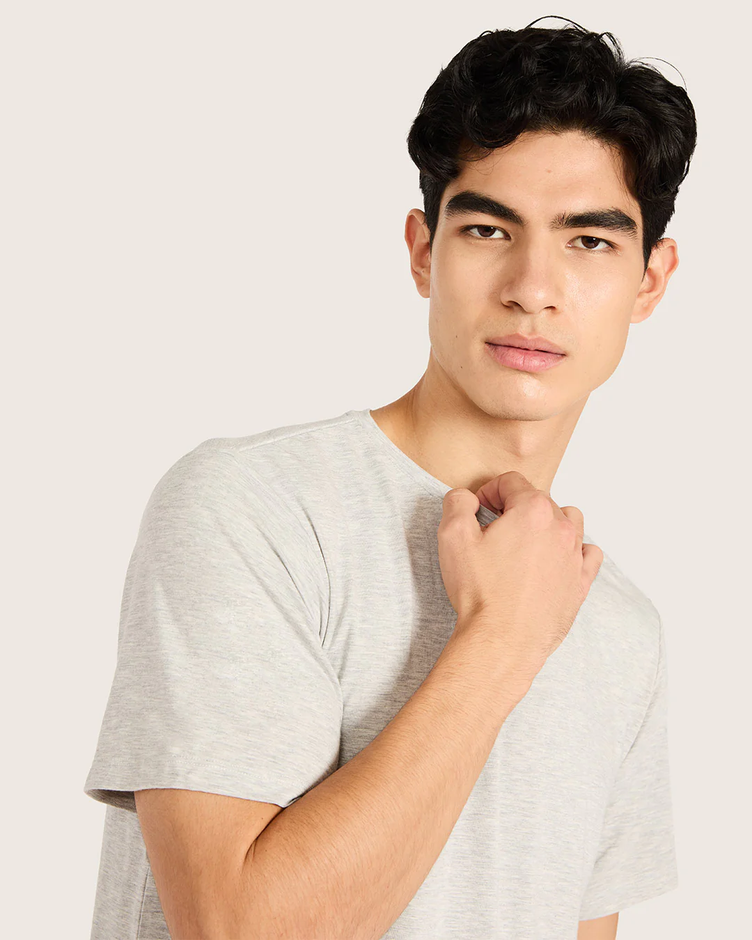 Men's Base Layer Crew Neck T-Shirt - Light Grey Marl - Image 4