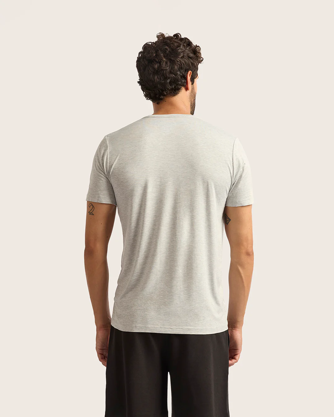 Men's Base Layer Crew Neck T-Shirt - Light Grey Marl - Image 8