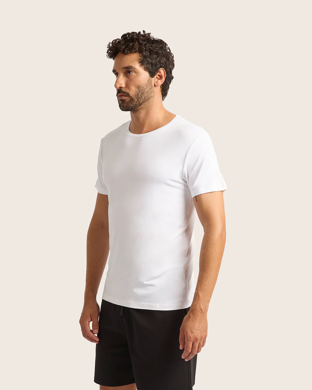Men's Base Layer Crew Neck T-Shirt - White - Image 9