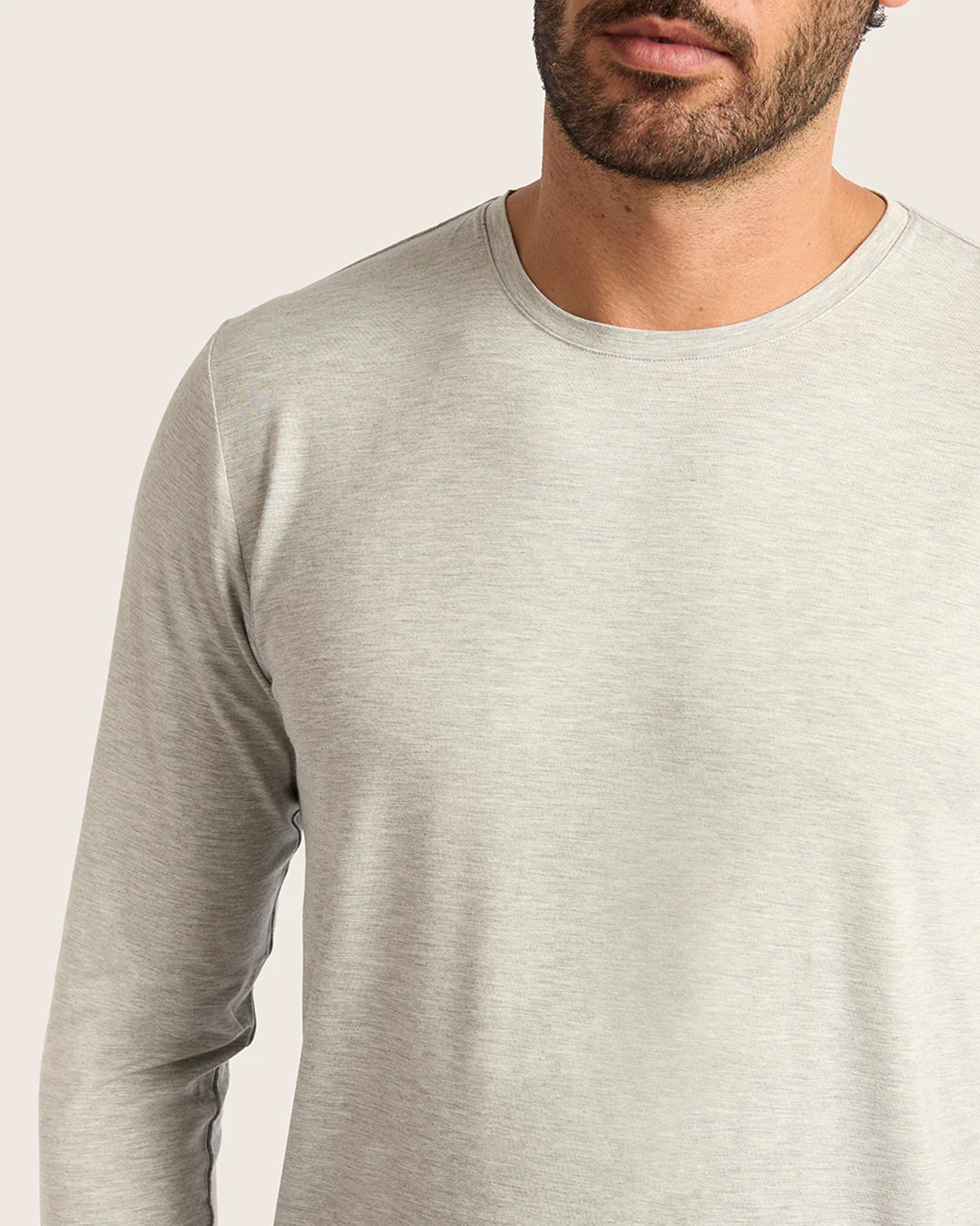 Men's Base Layer Long Sleeve Crew Neck T-Shirt - Light Grey Marl - Image 10