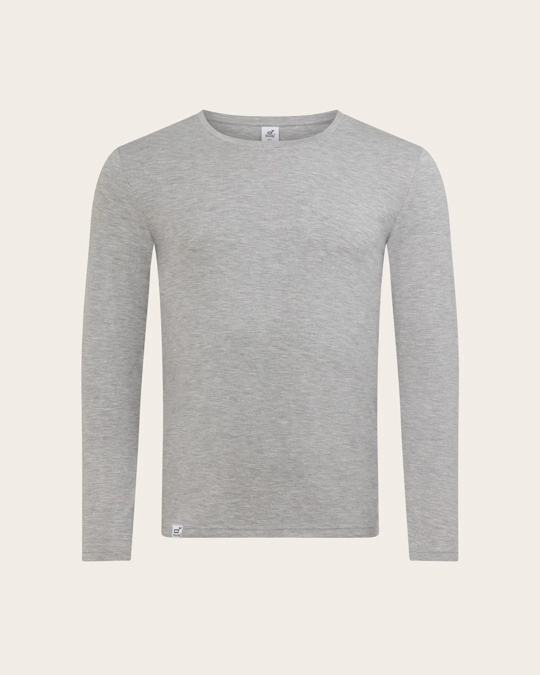 Men's Base Layer Long Sleeve Crew Neck T-Shirt - Light Grey Marl - Image 12