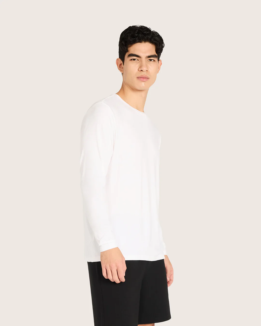 Men's Base Layer Long Sleeve Crew Neck T-Shirt - White - Image 3