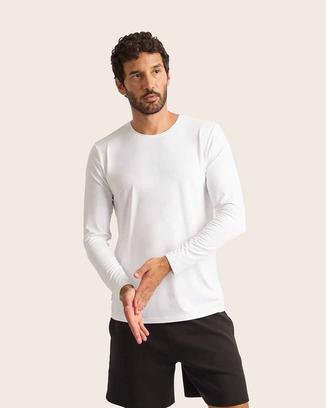 Men's Base Layer Long Sleeve Crew Neck T-Shirt - White - Image 7