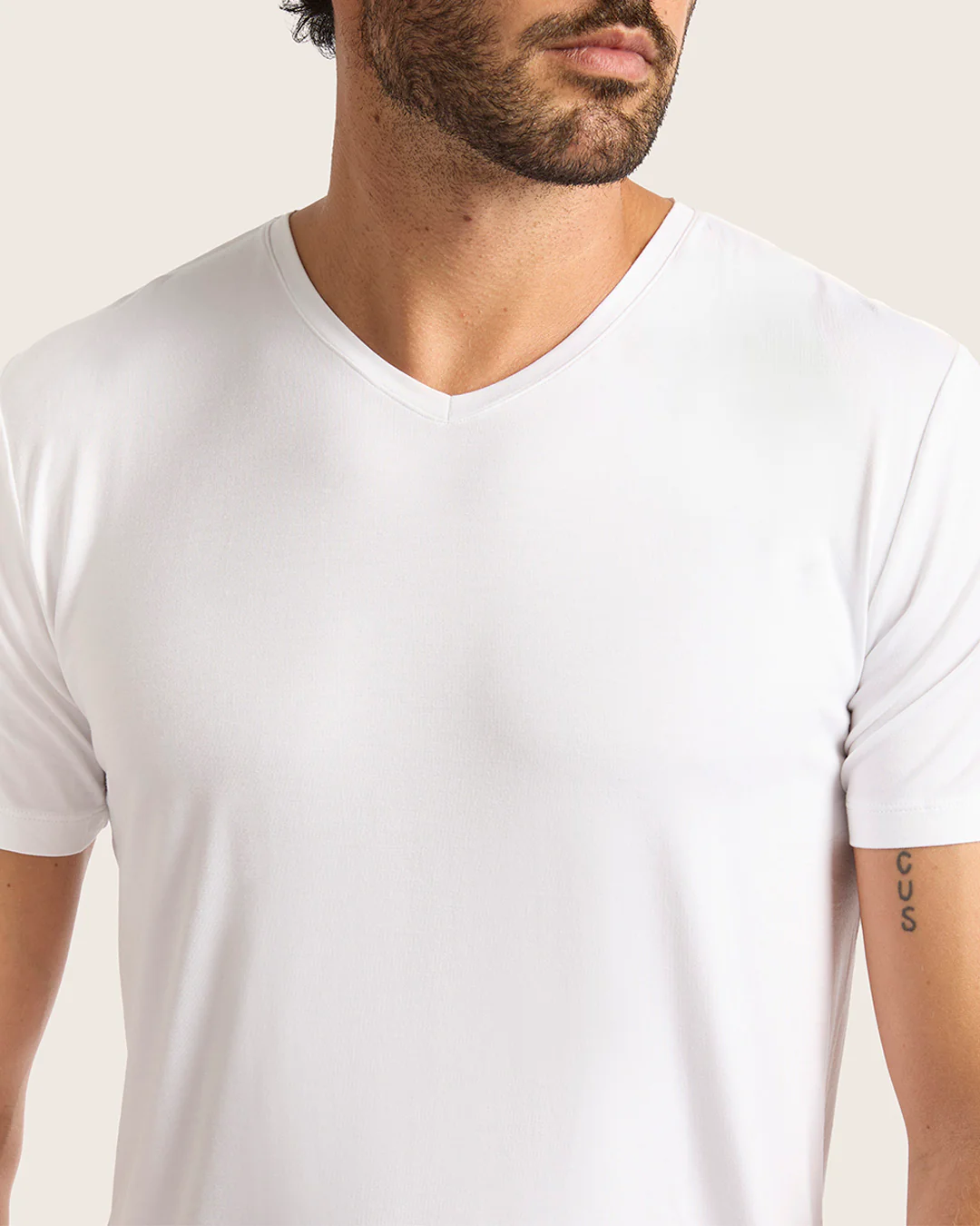 Men's Base Layer V-Neck T-Shirt - White - Image 10