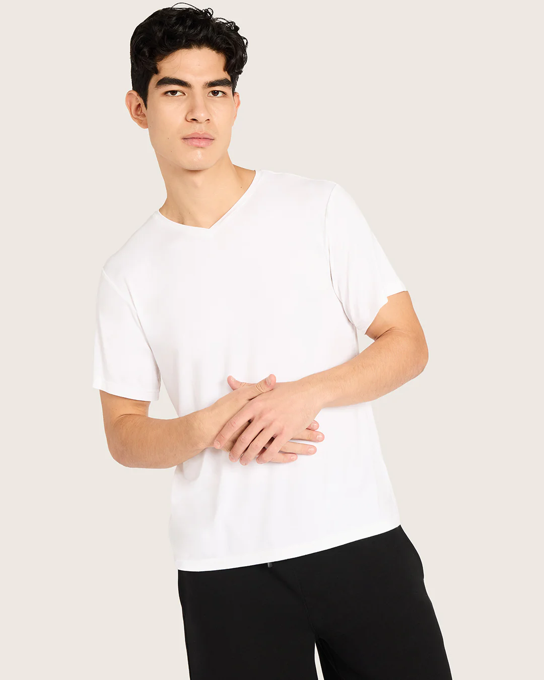 Men's Base Layer V-Neck T-Shirt - White - Image 5