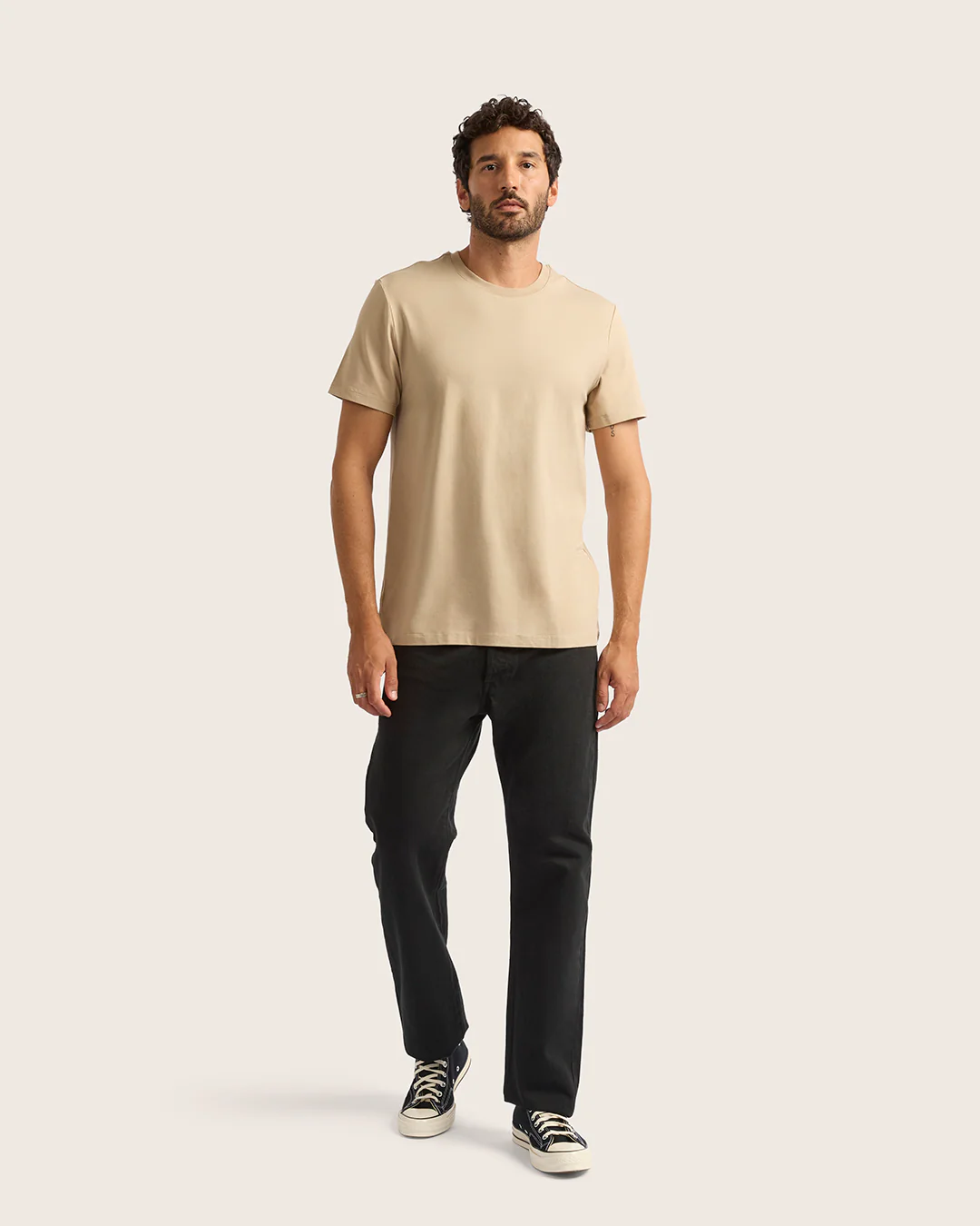 Men's Classic Crew Neck T-Shirt - Stone - Image 11