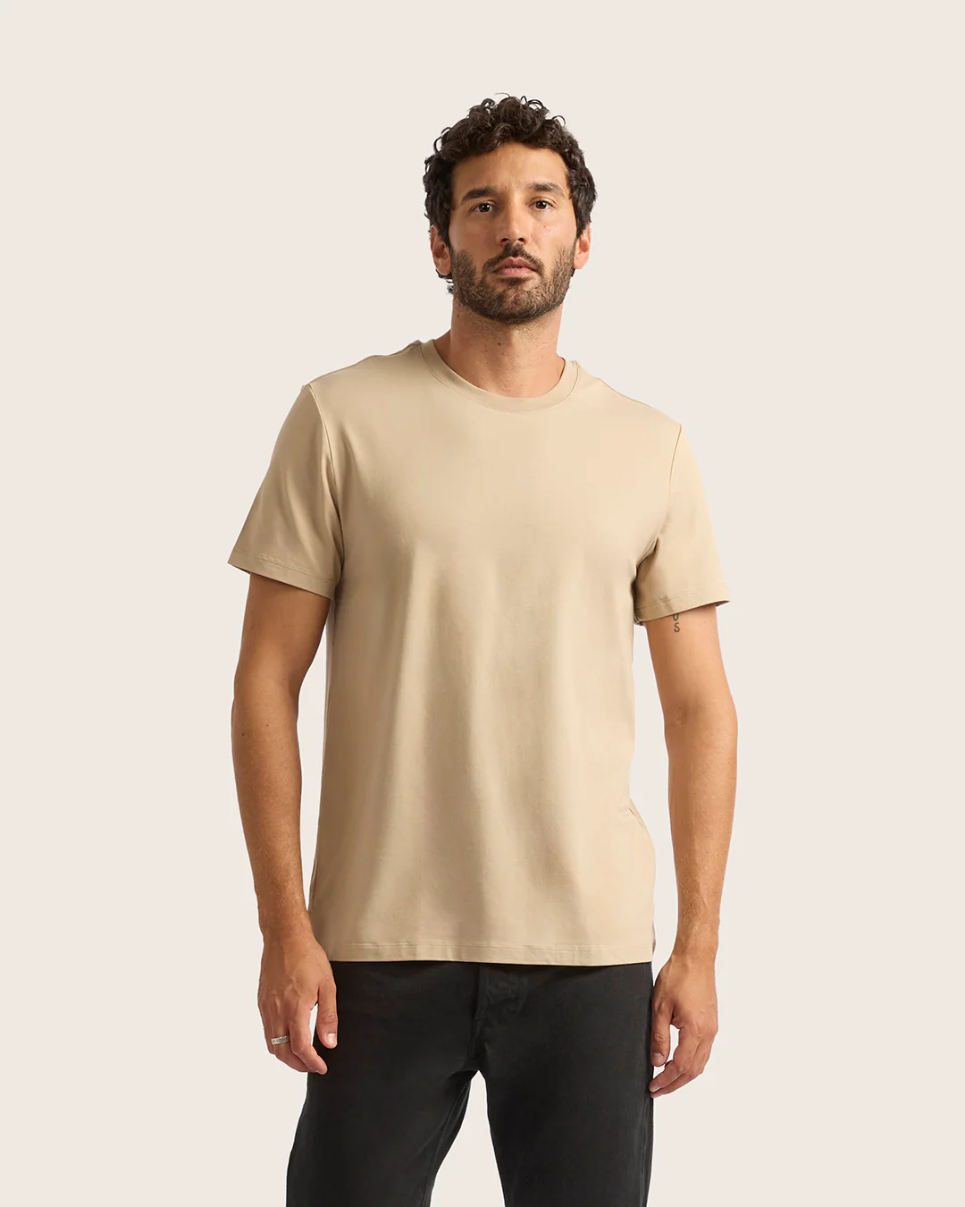 Men's Classic Crew Neck T-Shirt - Stone - Image 6