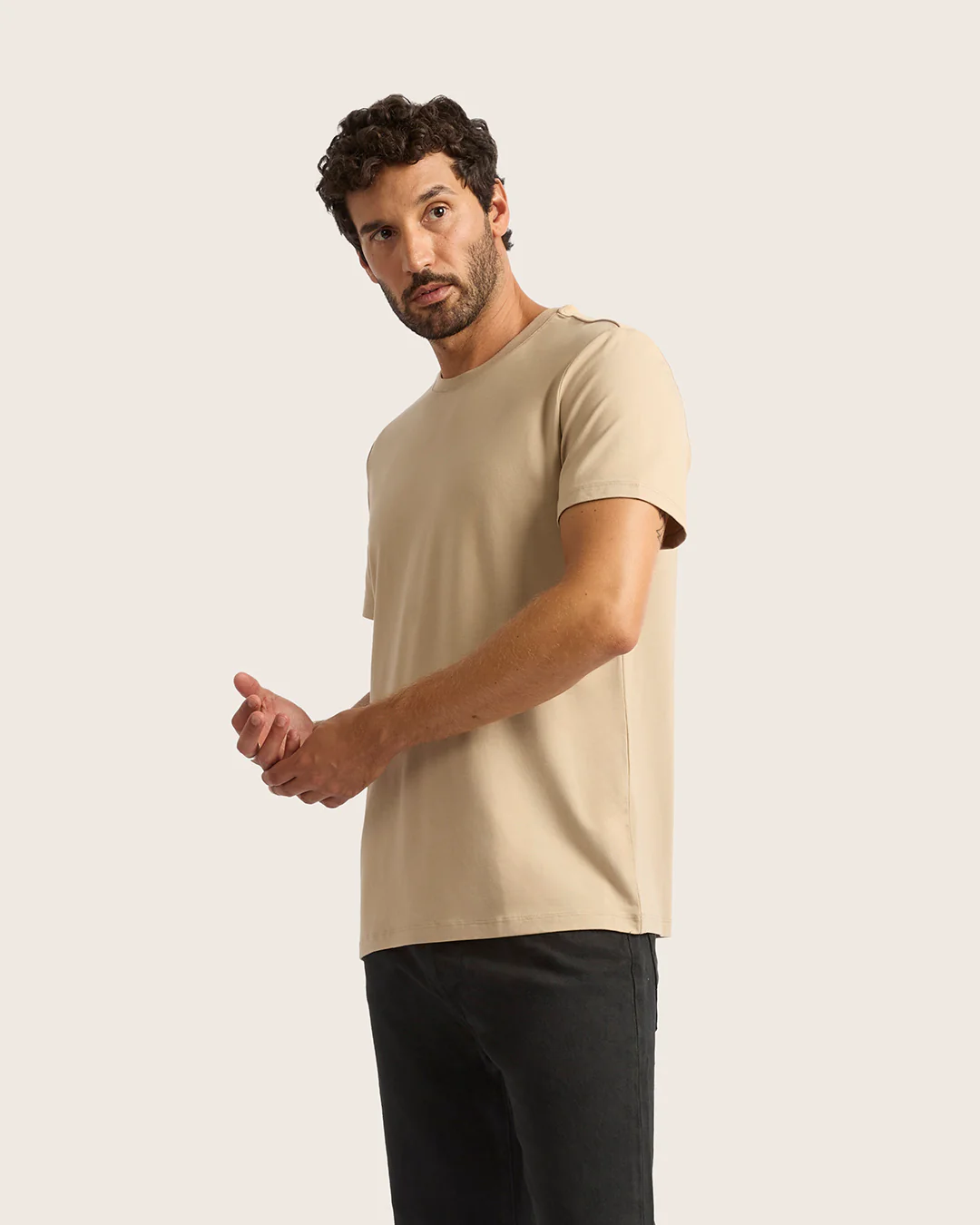Men's Classic Crew Neck T-Shirt - Stone - Image 8