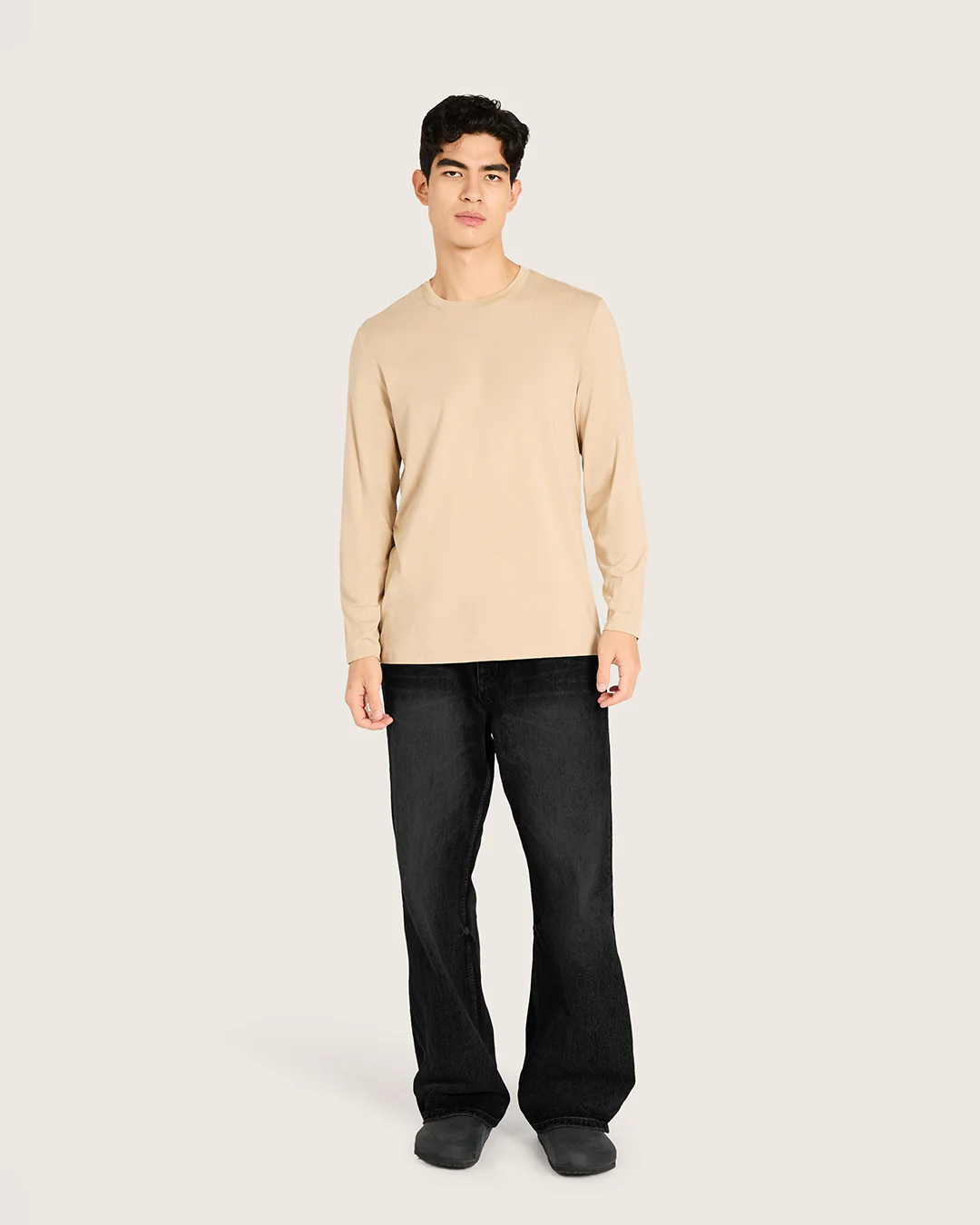 Men's Classic Long Sleeve T-Shirt - Stone - Image 6