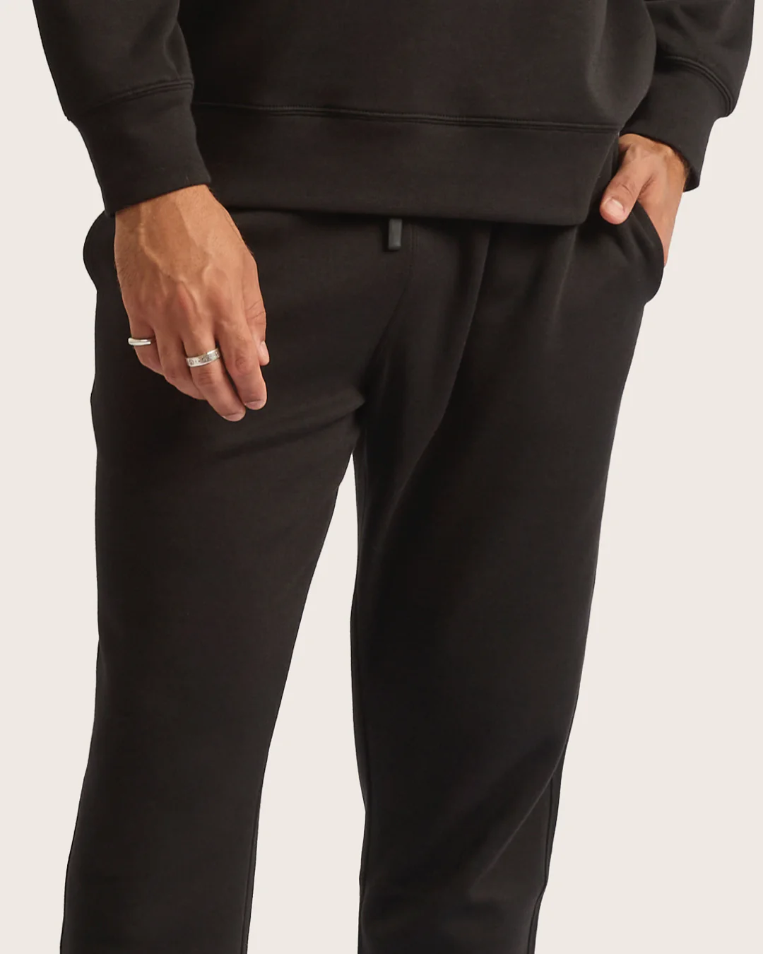 Men's Cuffed Sweat Pants - Black - Image 10