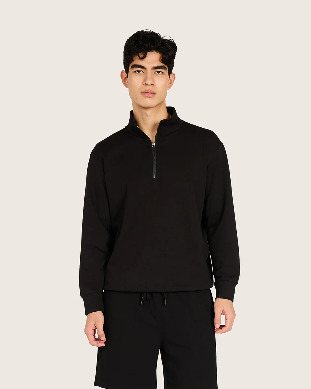 Men's Quarter Zip Sweater - Black