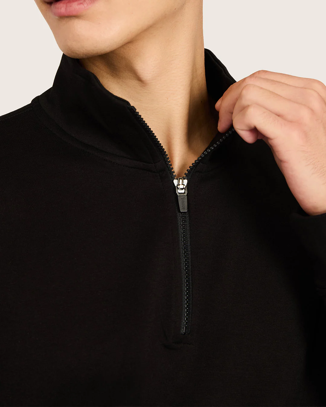 Men's Quarter Zip Sweater - Black - Image 4