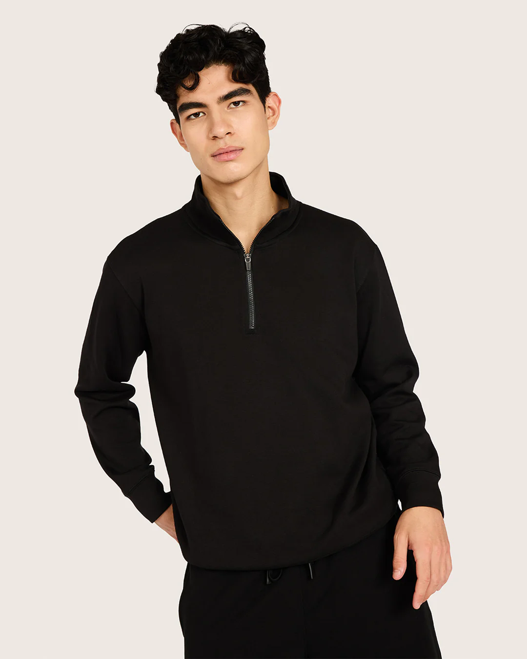 Men's Quarter Zip Sweater - Black - Image 5