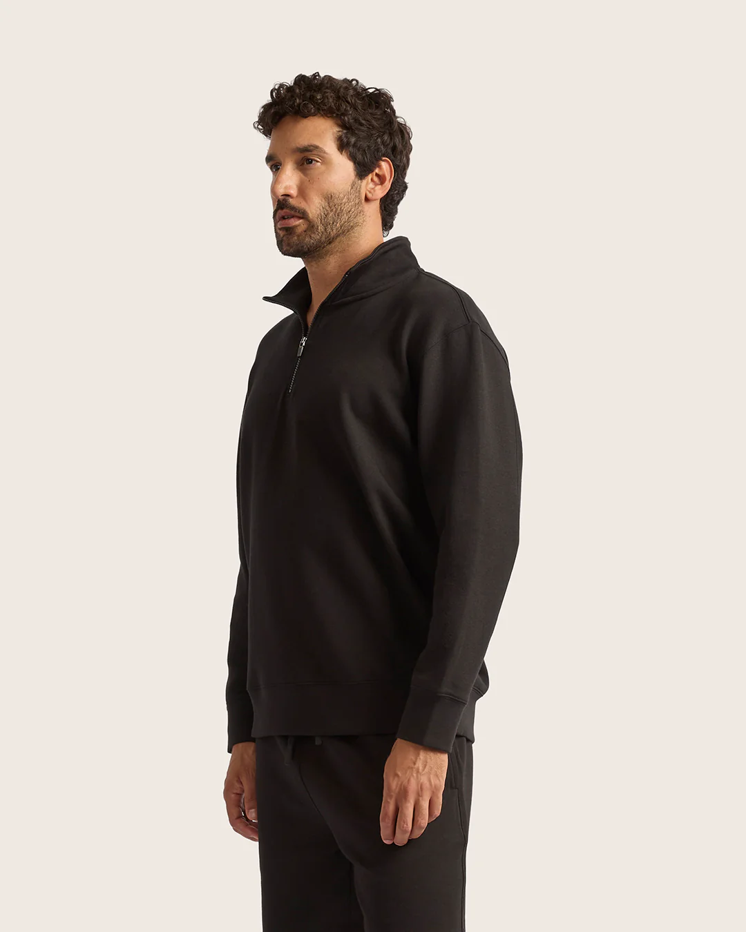 Men's Quarter Zip Sweater - Black - Image 9