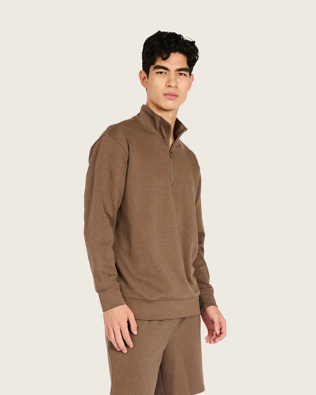 Men's Quarter Zip Sweater - Oyster - Image 3