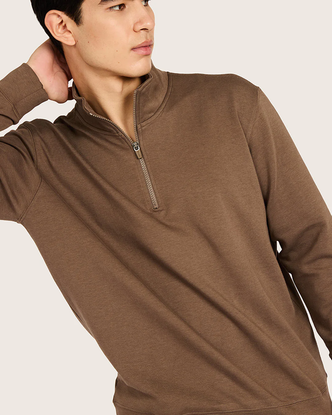 Men's Quarter Zip Sweater - Oyster - Image 5