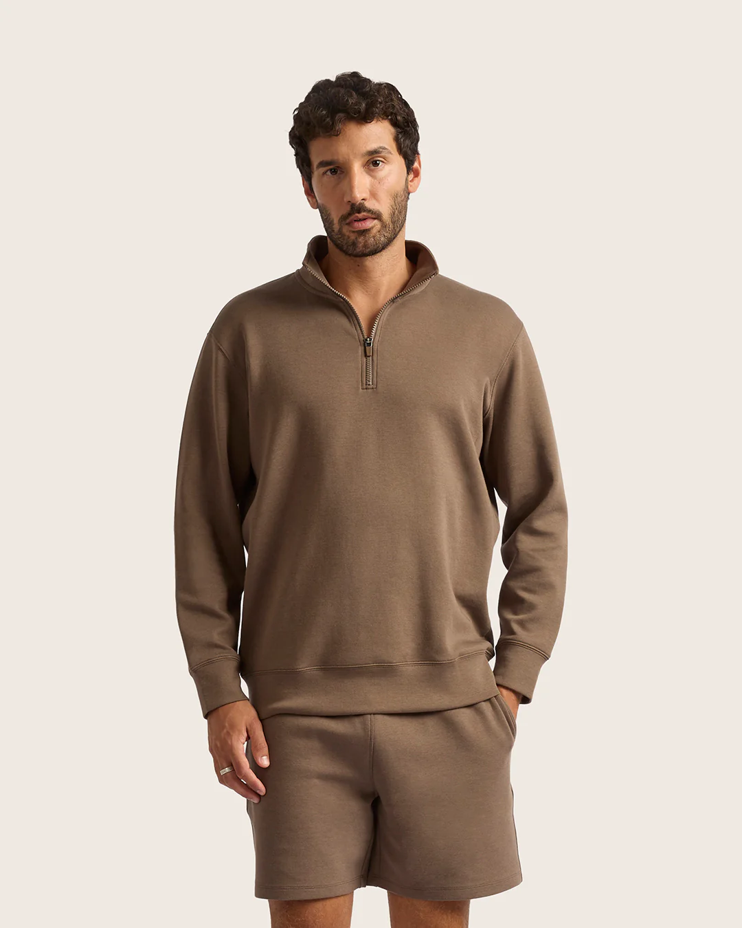 Men's Quarter Zip Sweater - Oyster - Image 7