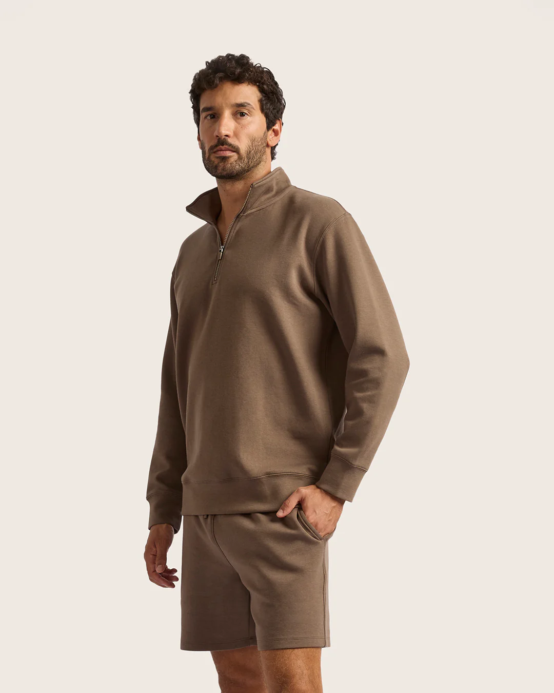 Men's Quarter Zip Sweater - Oyster - Image 9