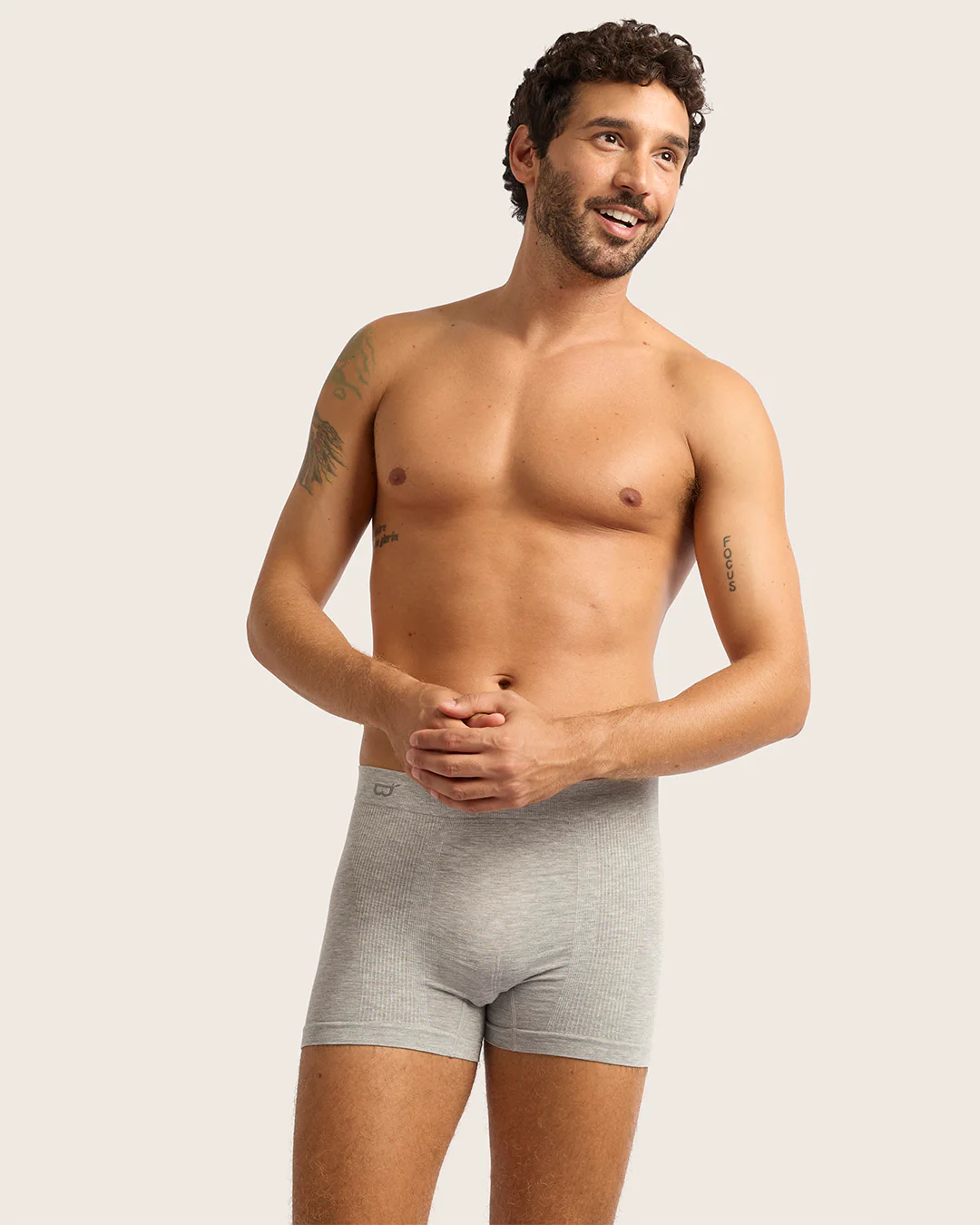 Men's Seamfree Boxer Briefs - Light Grey Marl - Image 11