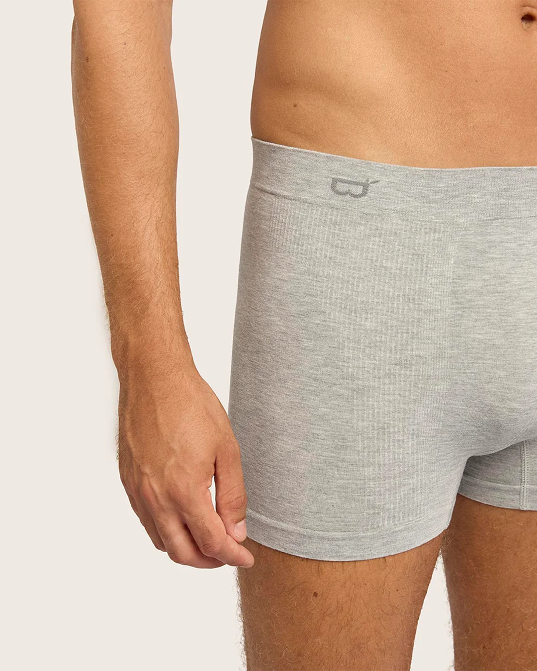 Men's Seamfree Boxer Briefs - Light Grey Marl - Image 9