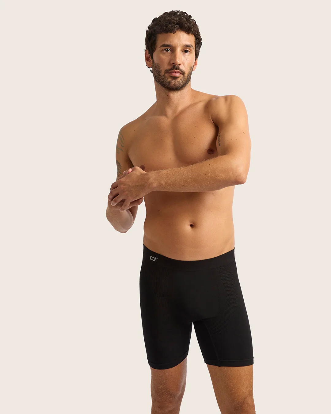 Men's Seamfree Mid-Length Boxer Briefs - Black - Image 10