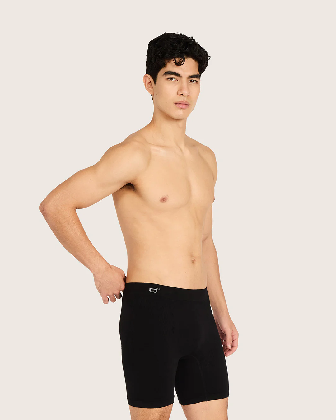 Men's Seamfree Mid-Length Boxer Briefs - Black - Image 3
