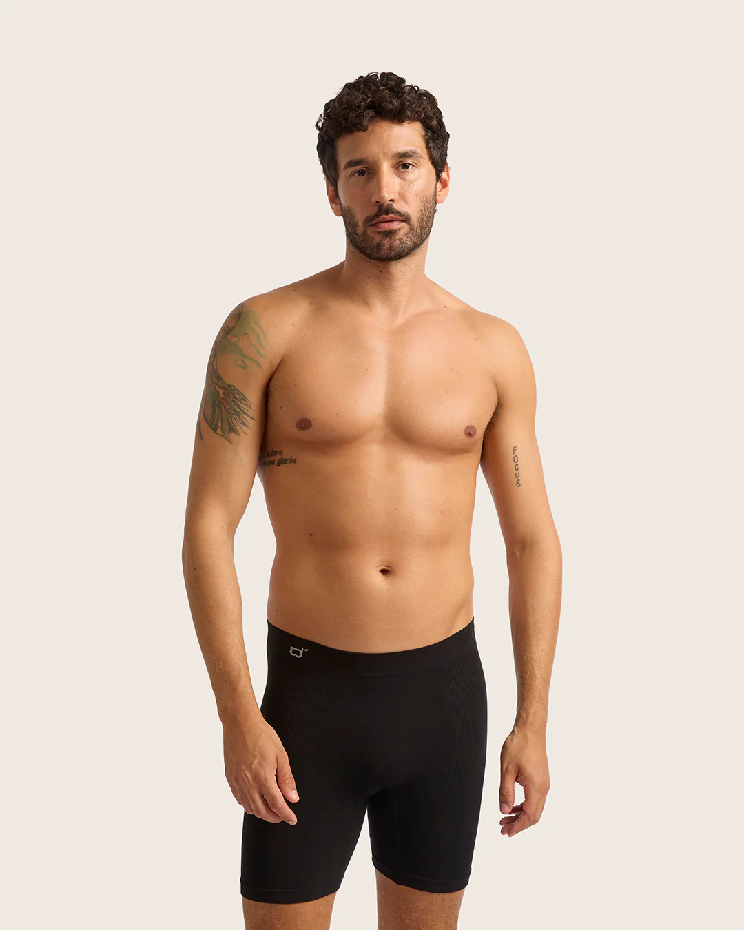 Men's Seamfree Mid-Length Boxer Briefs - Black - Image 6
