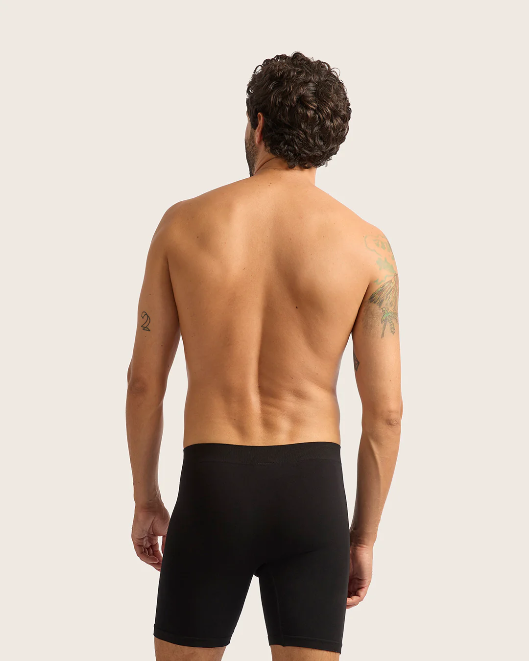 Men's Seamfree Mid-Length Boxer Briefs - Black - Image 7
