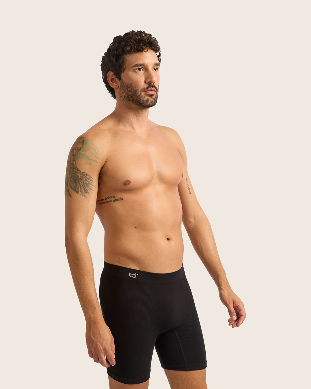 Men's Seamfree Mid-Length Boxer Briefs - Black - Image 8