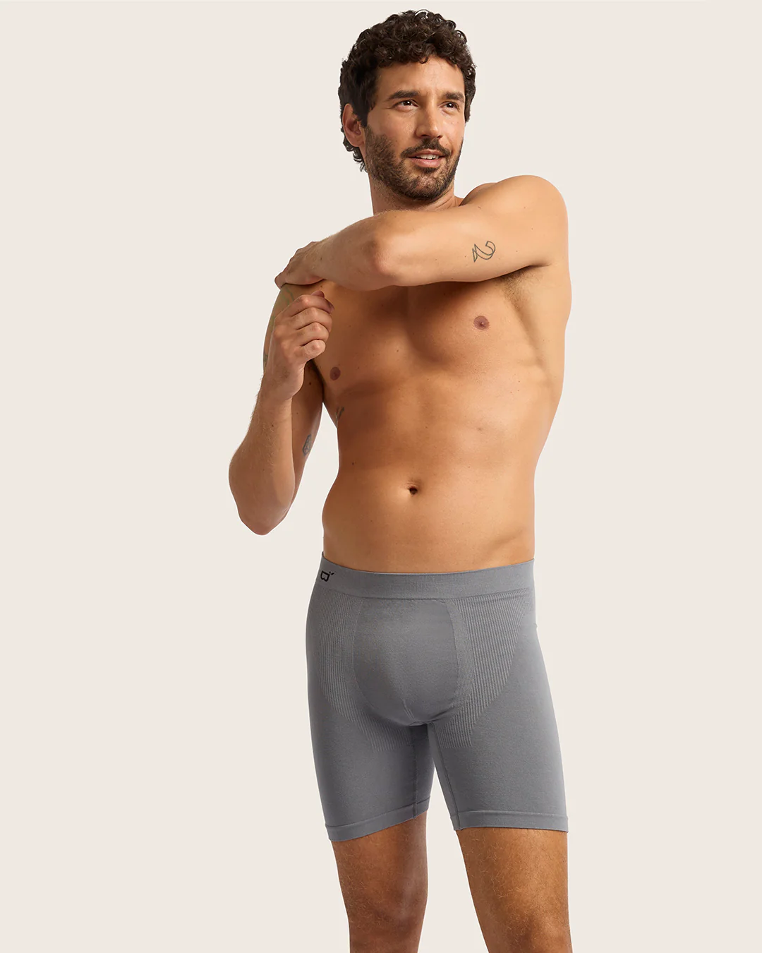 Men's Seamfree Mid-Length Boxer Briefs - Charcoal - Image 10