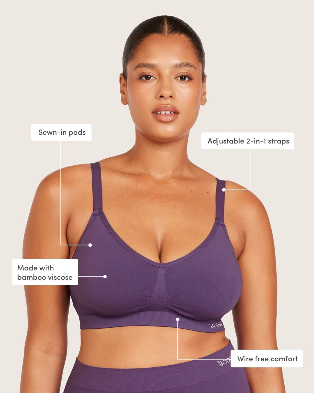 Wireless Full Bust T-Shirt Bra - Amethyst - Image 4