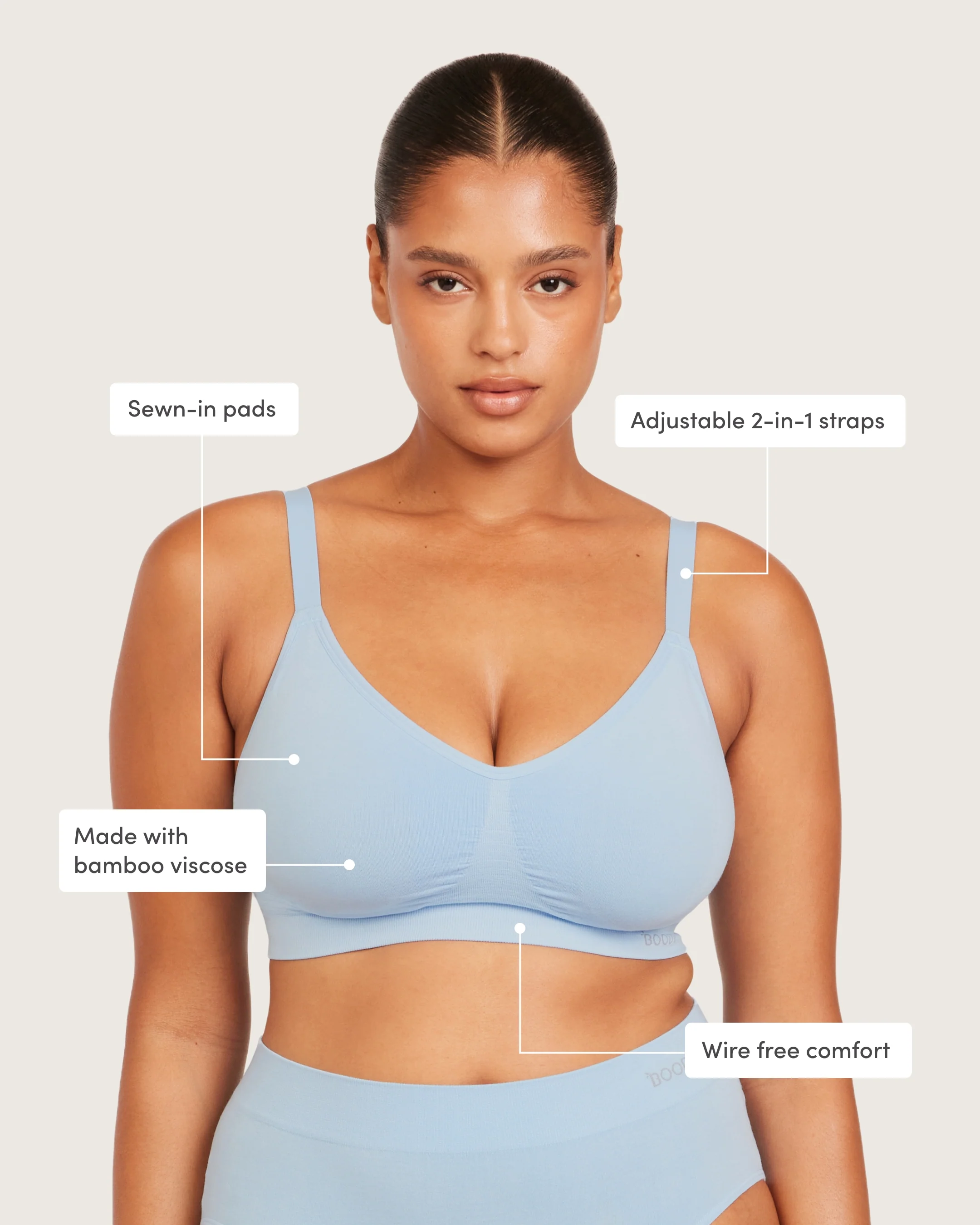 Wireless Full Bust T-Shirt Bra - Sky Blue - Image 10