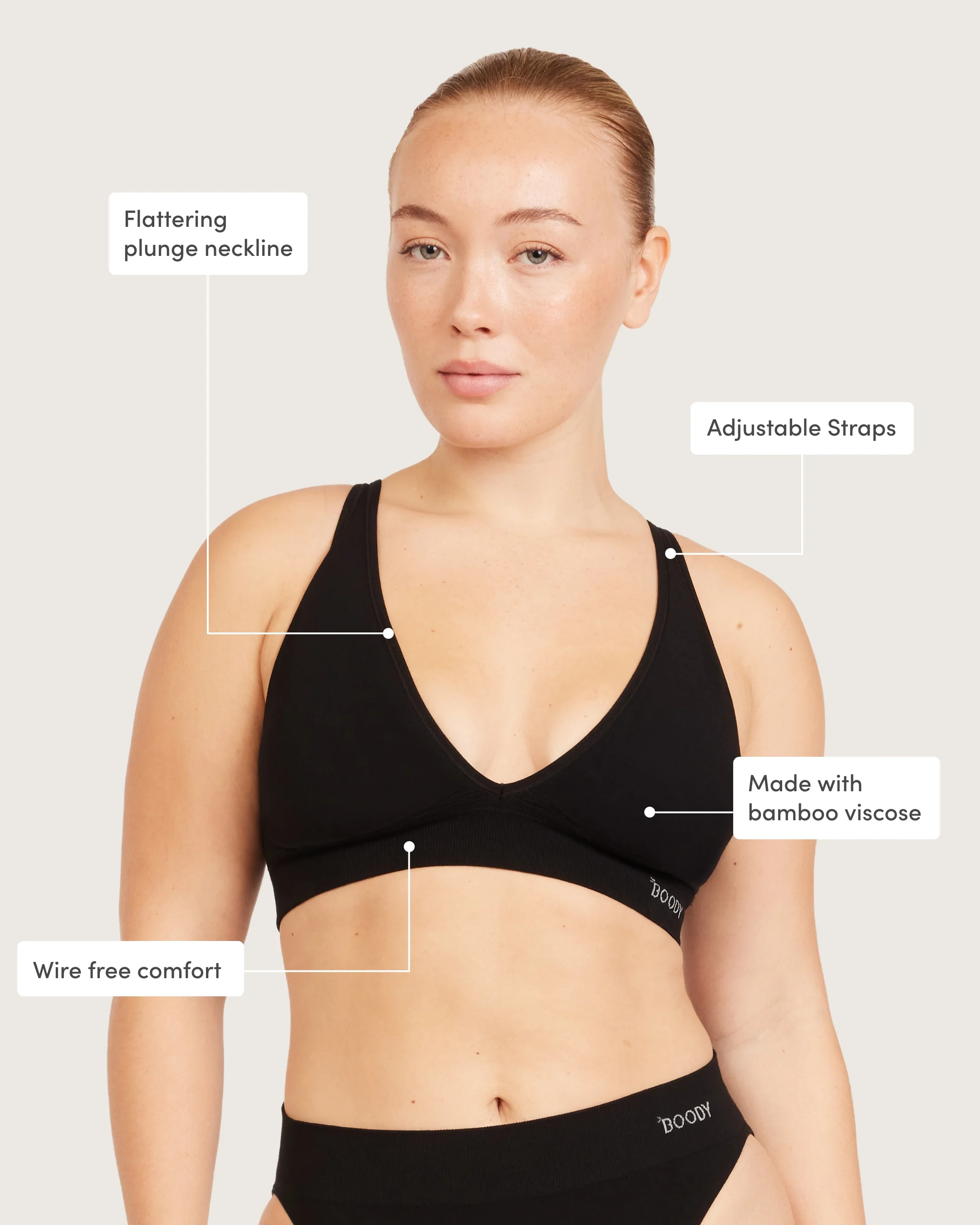 Wireless Plunge Bralette - Black - Image 10